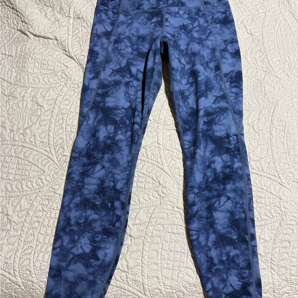 Athleta Navy Tie-Dye Leggings Athleta 7/8